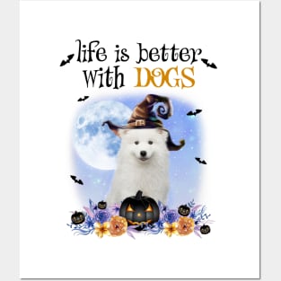 Samoyed Witch Hat Life Is Better With Dogs Halloween Posters and Art